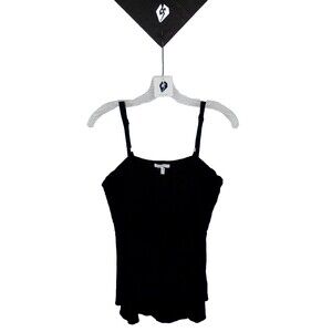 Maurcies Women's Smocked Black Cottage Chic Adjustable Straps Top Size Large